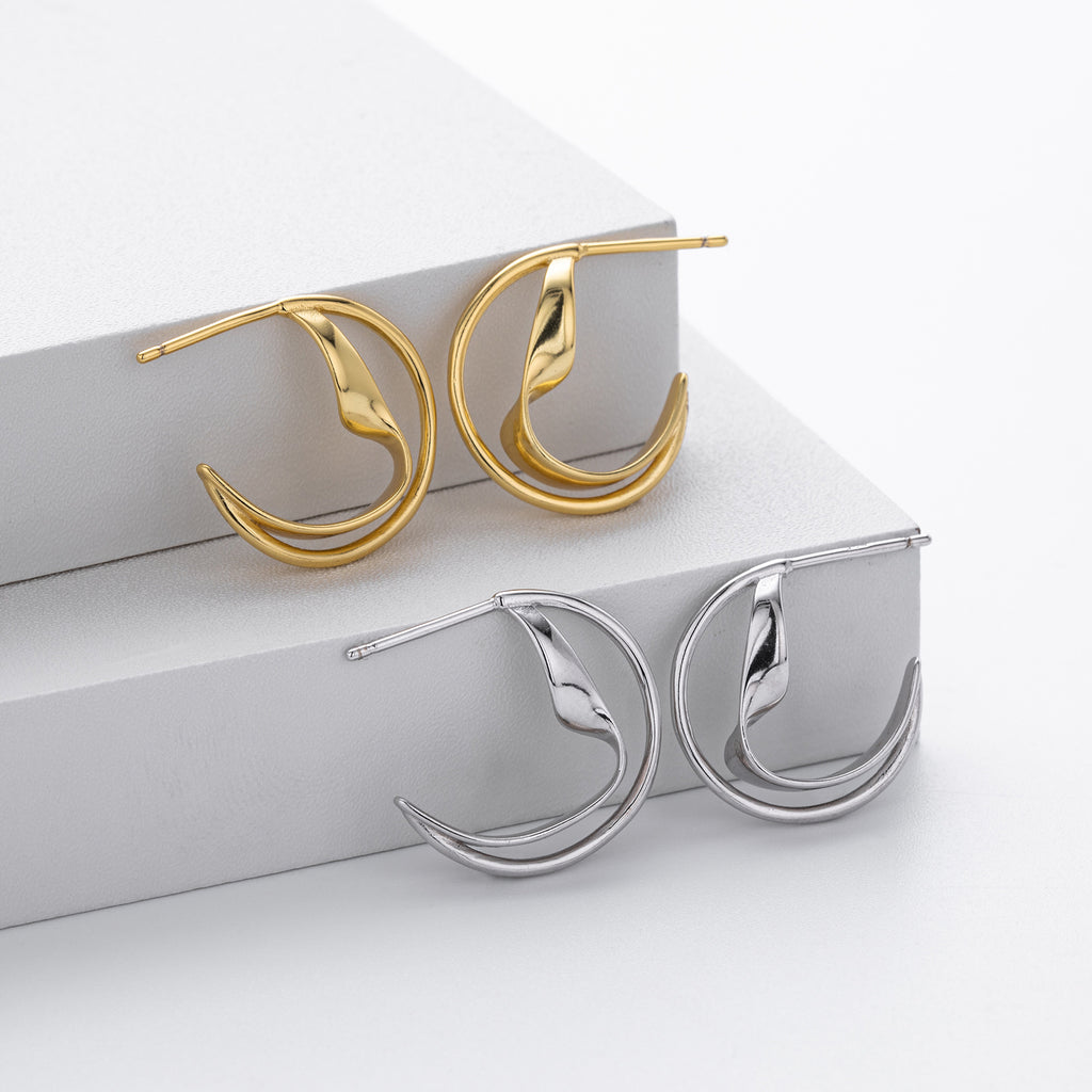 Damen Ohrhänger aus hochwertigem 925 Sterling Silber mit modernem geschwungenem Design Shop Nory