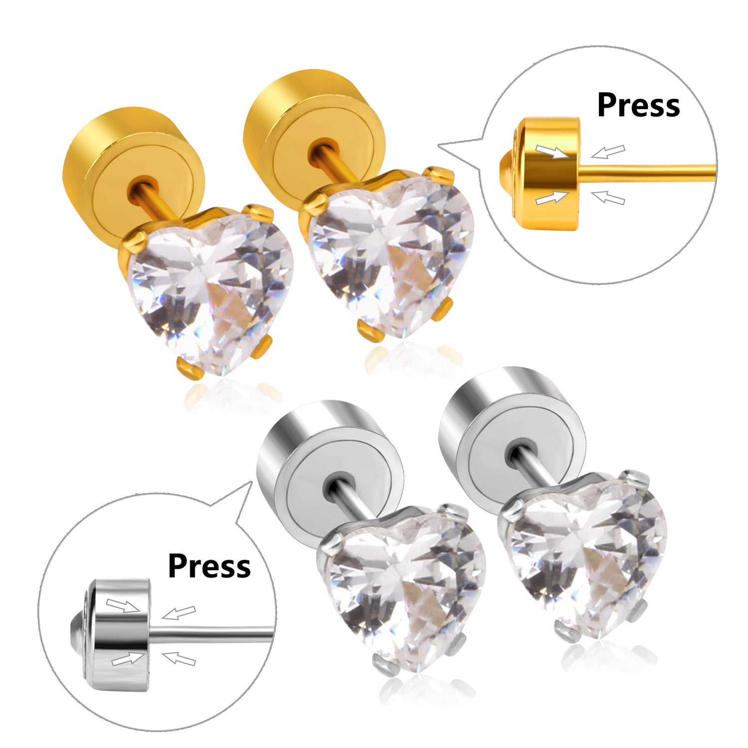 Damen Ohrstecker aus hochwertigem Edelstahl mit funkelndem Zirkonia Shop Nory