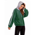 Damen modischer Kapuzenpullover mit kontrastierenden Ärmeln und lässigem Schnitt Shopnory
