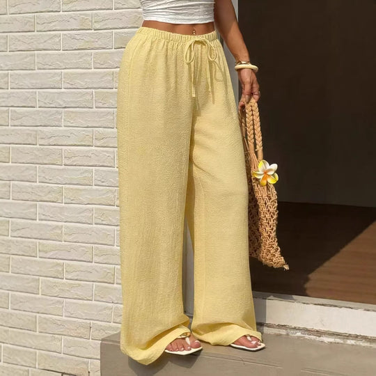 Damen Leichte Leinenhose mit weitem Bein und Kordelzug Shop Nory