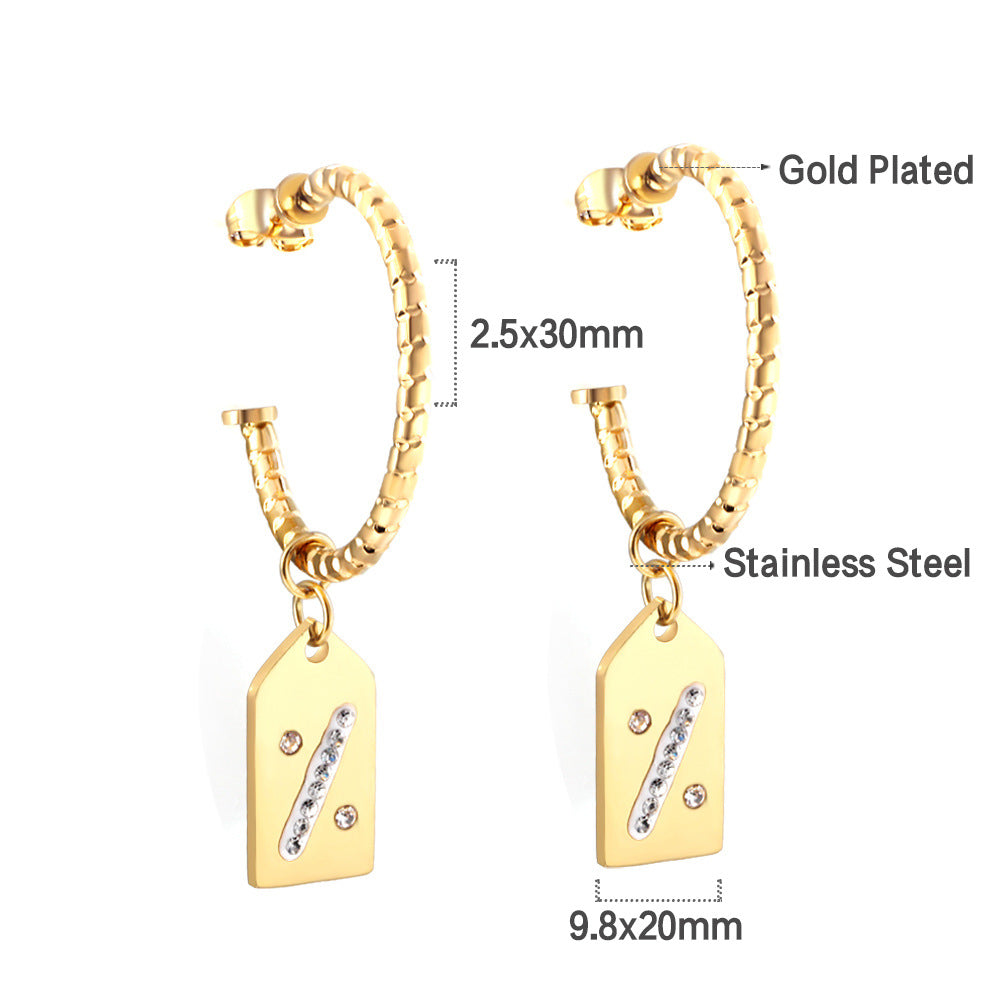 Damen Hängende Creolen mit strukturiertem Wellenmuster aus Edelstahl und hochwertiger Goldbeschichtung Shop Nory