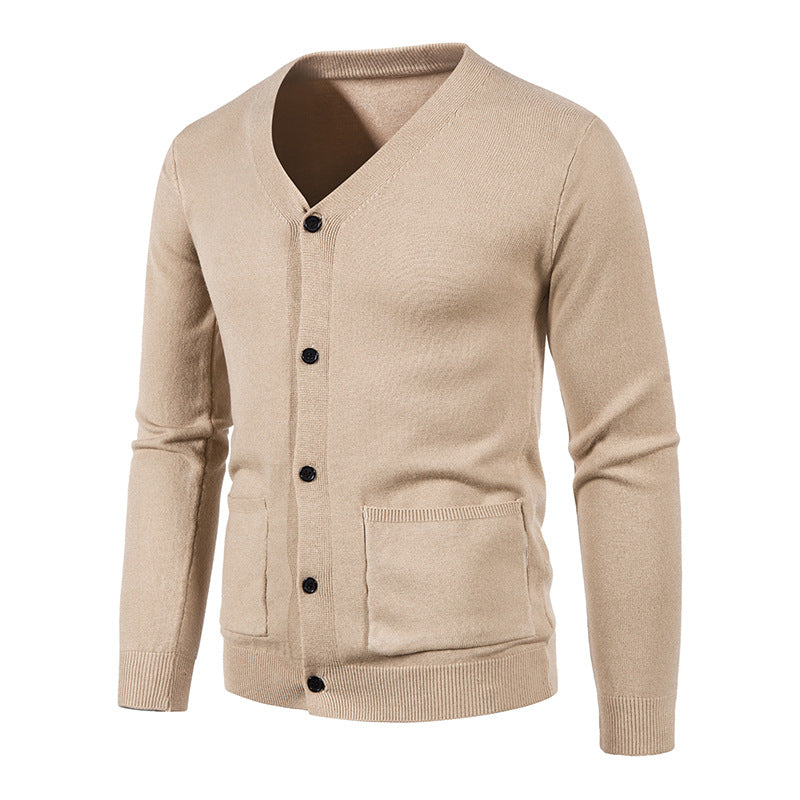Herren Strickjacke mit V-Ausschnitt und praktischen Taschen