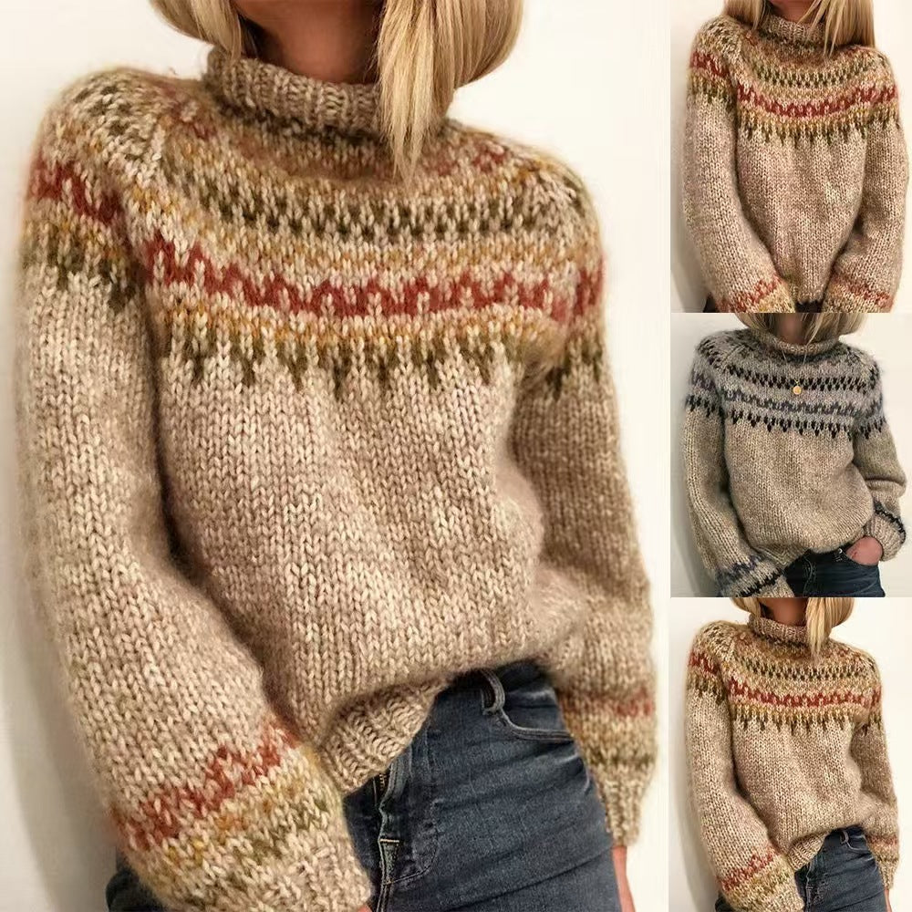 Damen nan kuscheliger Norweger-Strickpullover mit Stehkragen und Oversize-Passform Shop Nory