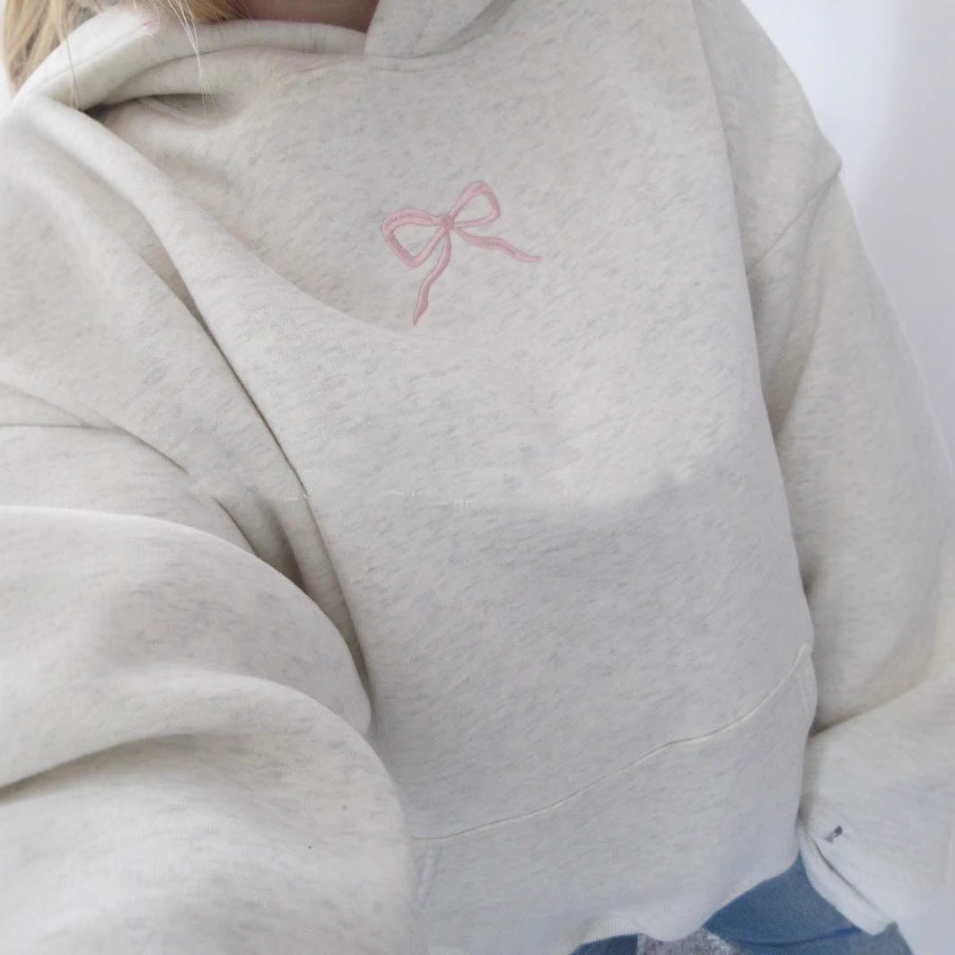 Damen-Hoodie mit floralem Stickdesign und bedrucktem Kapuzenfutter Shop Nory