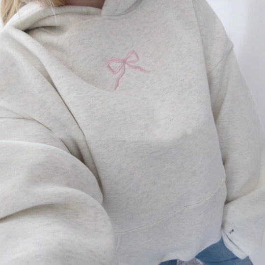 Damen-Hoodie mit floralem Stickdesign und bedrucktem Kapuzenfutter Shop Nory