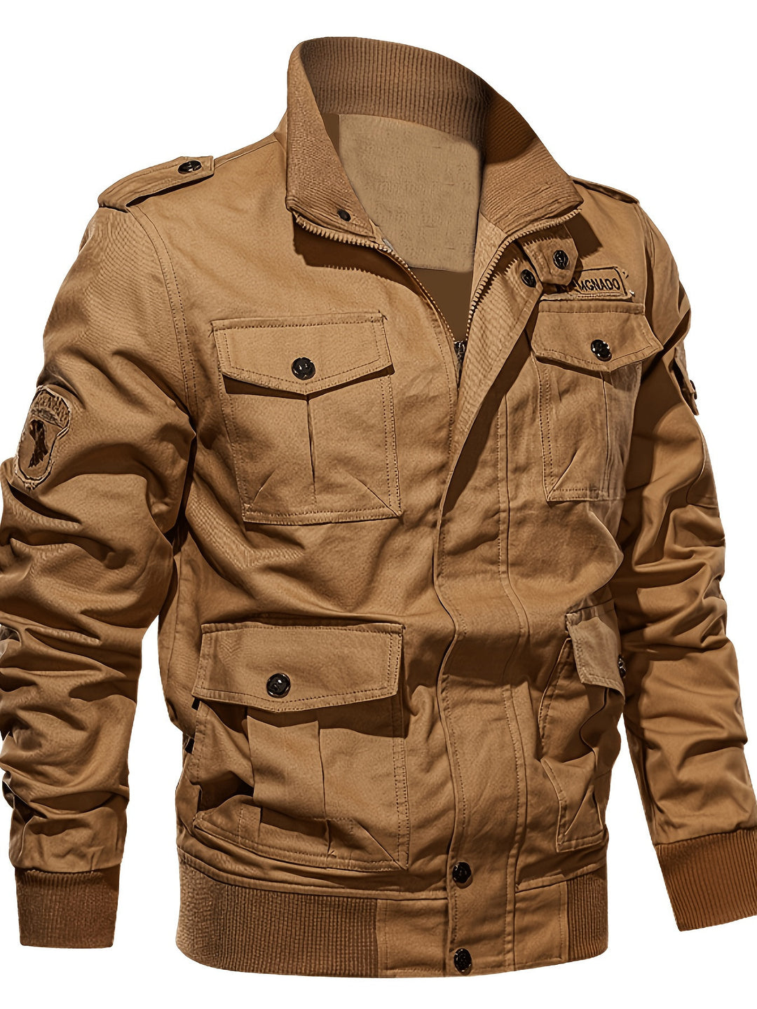 Herren Fieldjacke im Military-Stil mit Mehrfach-Taschen und Strickkragen Shop Nory