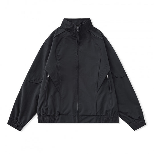 [Unisex] Leichte Boxy-Übergangsjacke mit Stehkragen, Raglanärmeln und Reißverschlusstaschen Shop Nory