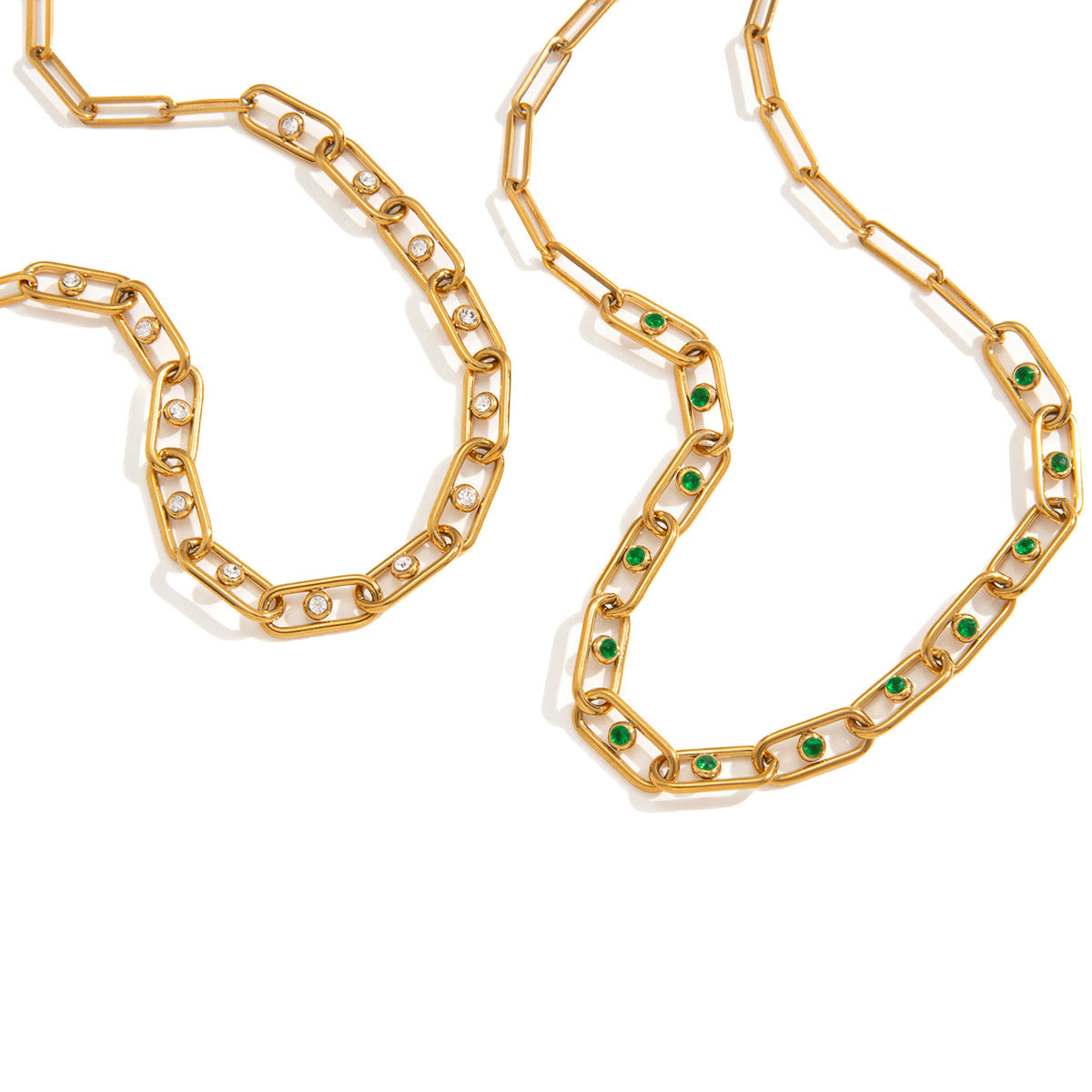 Damen Kette mit eleganten grünen Zirkonia und hypoallergener Edelstahlverarbeitung Shop Nory