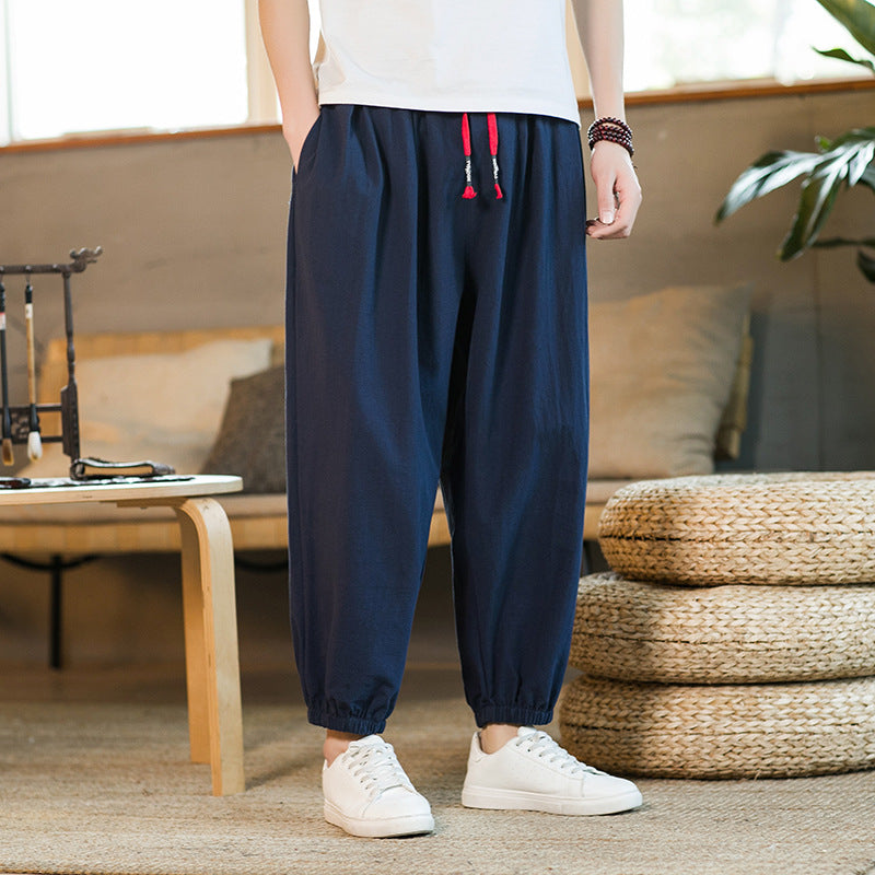 Herren lockere Haremshose mit elastischem Bund und dekorativem Kordelzug Shop Nory