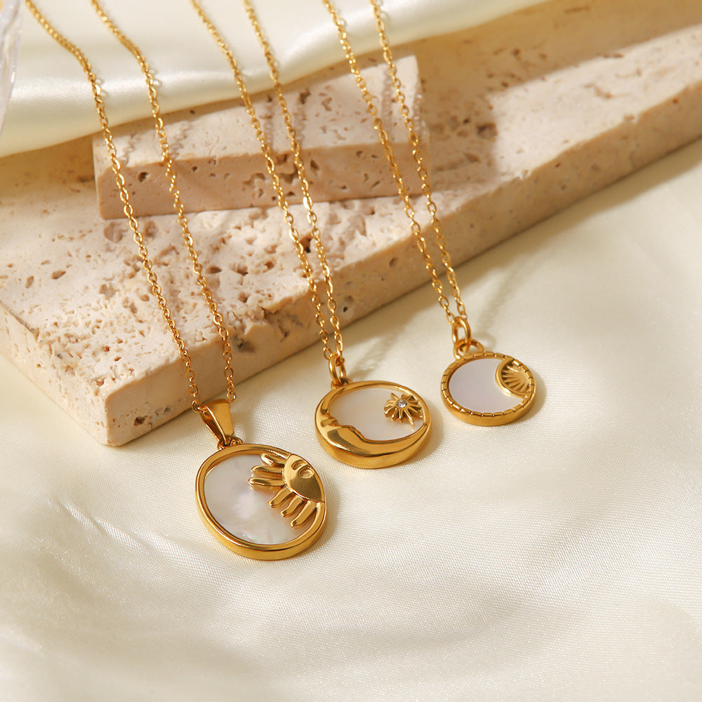 Damen Halskette mit elegantem Mond- und Sonnenanhänger Shop Nory