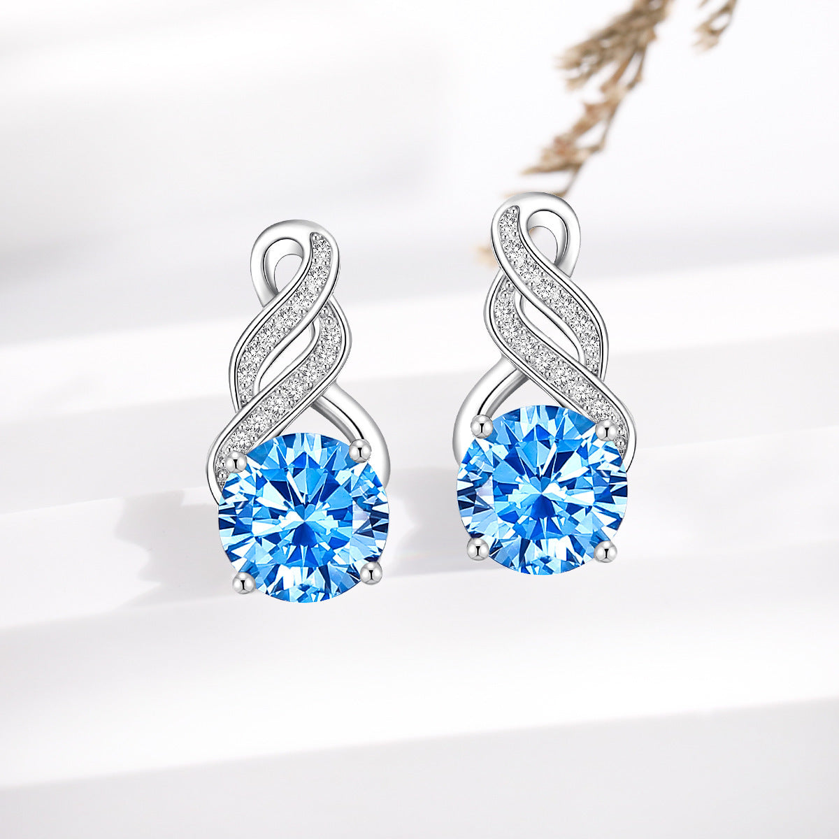 Damen elegante Ohrringe mit funkelndem Zirkon und geschwungenem Design Shop Nory