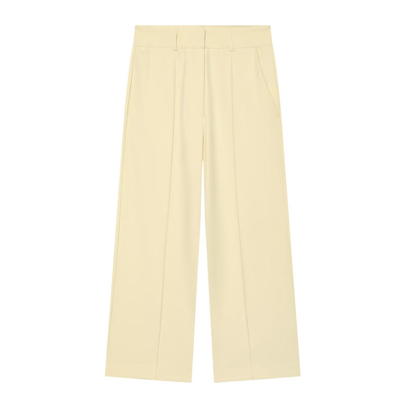 Damen Hochtaillierte weite Culotte-Hose mit Bügelfalte und Bundfalten Shop Nory