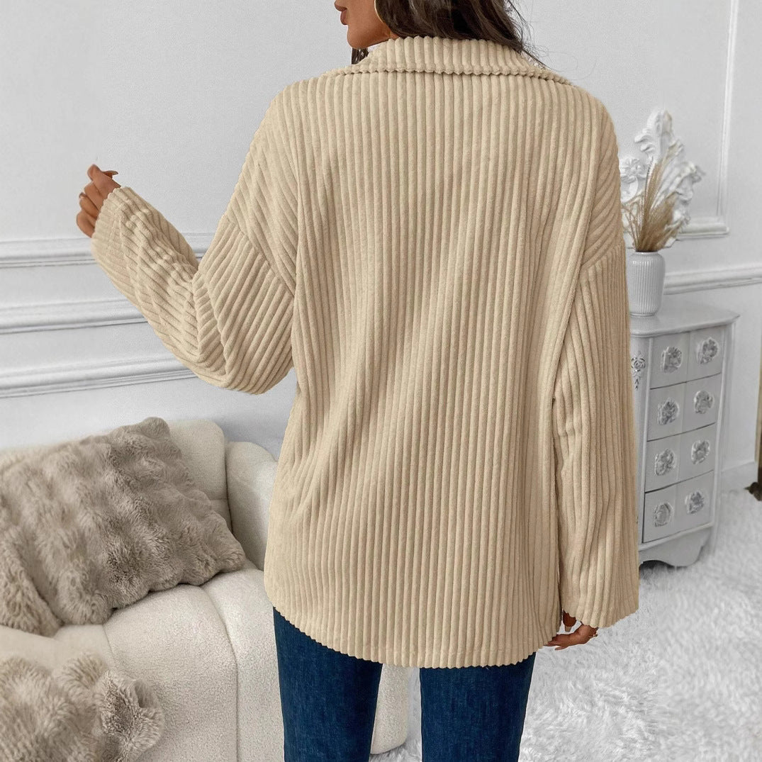 Damen Elegante Rippstrickjacke