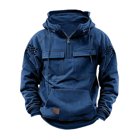 Herren nan Kapuzenpullover mit Halbzip, Cargo-Brusttaschen und Kängurutasche Shop Nory
