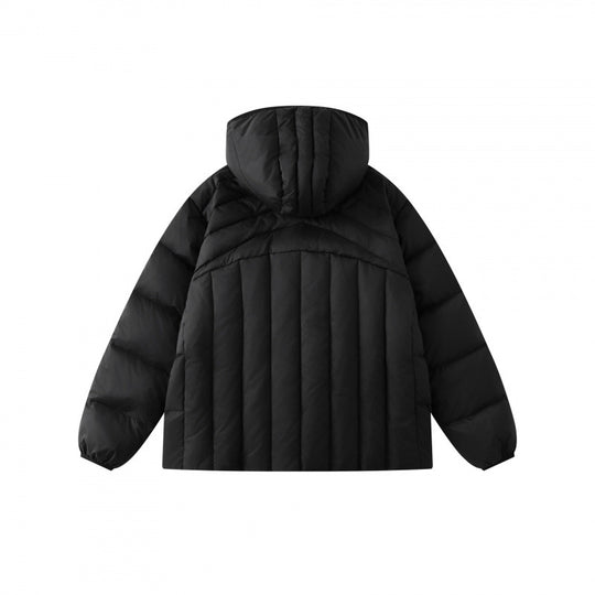 Unisex Kurz geschnittene wattierte Kapuzenjacke im Boxy-Pufferstil mit geometrischer Steppung Shop Nory