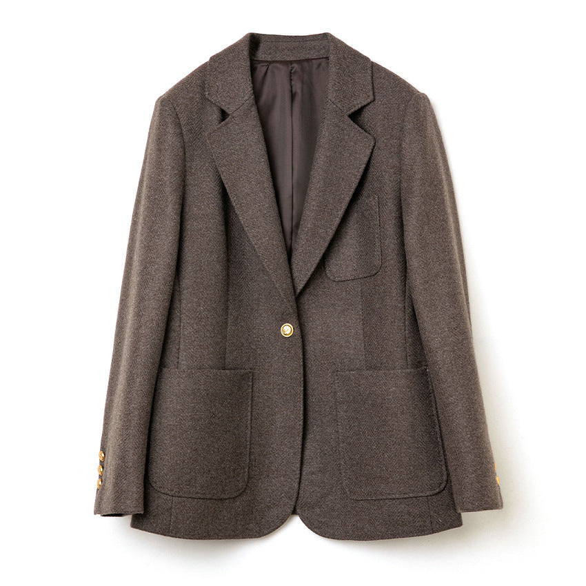 Damen Eleganter Wollblazer mit aufgesetzten Taschen Shop Nory