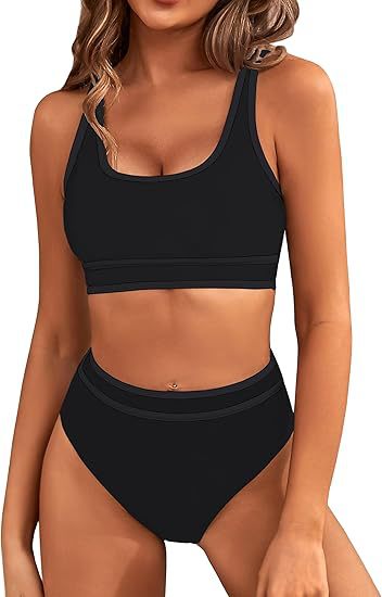 Damen Sportlicher Hochgeschnittener Bikini Shopnory