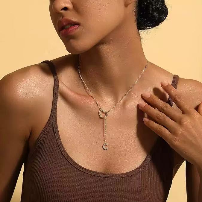 Damen elegante Halskette mit Herz- und initialisiertem Anhänger Shop Nory