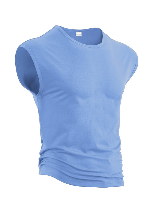 Herren nan lockeres ärmelloses Muskelshirt aus Baumwolljersey mit überschnittener Schulterpartie Shopnory
