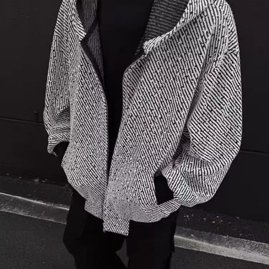Unisex Oversized Strick-Kapuzenjacke mit Allover-Strukturmuster und Eingrifftaschen Shop Nory