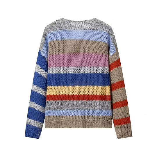 Damen Oversize-Strickpullover aus Mohairmix mit voluminösen Ballonärmeln und Blockstreifen Shop Nory
