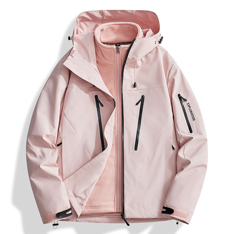 Herren Zwei-in-Eins Softshell-Outdoorjacke mit abnehmbarer Fleece-Innenjacke und wasserdichten Reißverschlüssen Shop Nory
