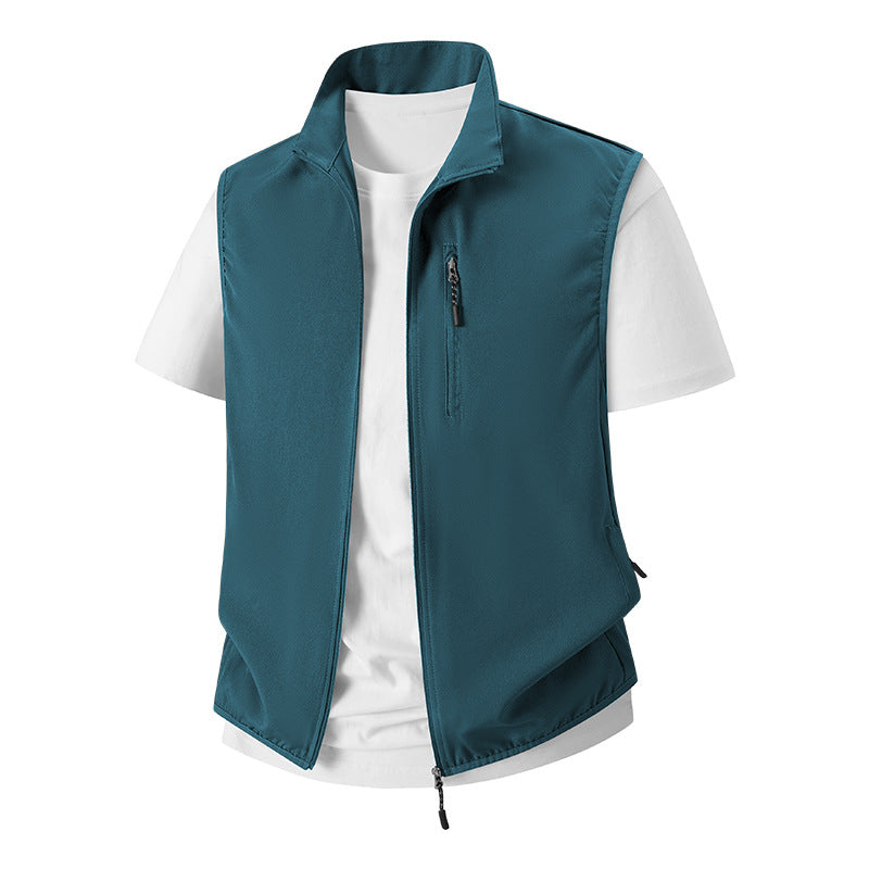Herren Leichte Softshell-Utility-Weste mit Stehkragen, wasserabweisender Außenlage und Reißverschlusstaschen Shop Nory
