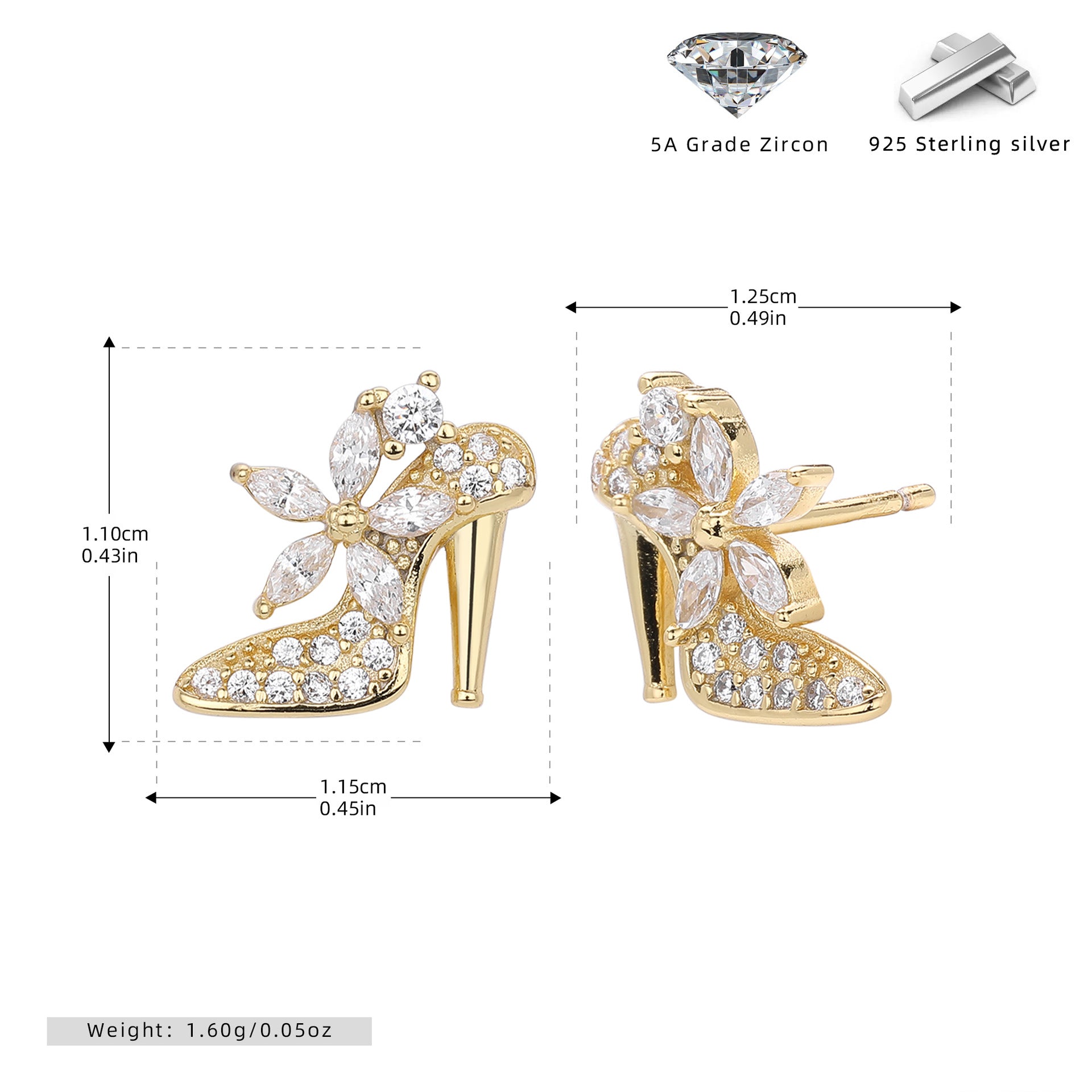 Damen Ohrringe in Pumps-Design mit funkelnden Zirkonia Shop Nory