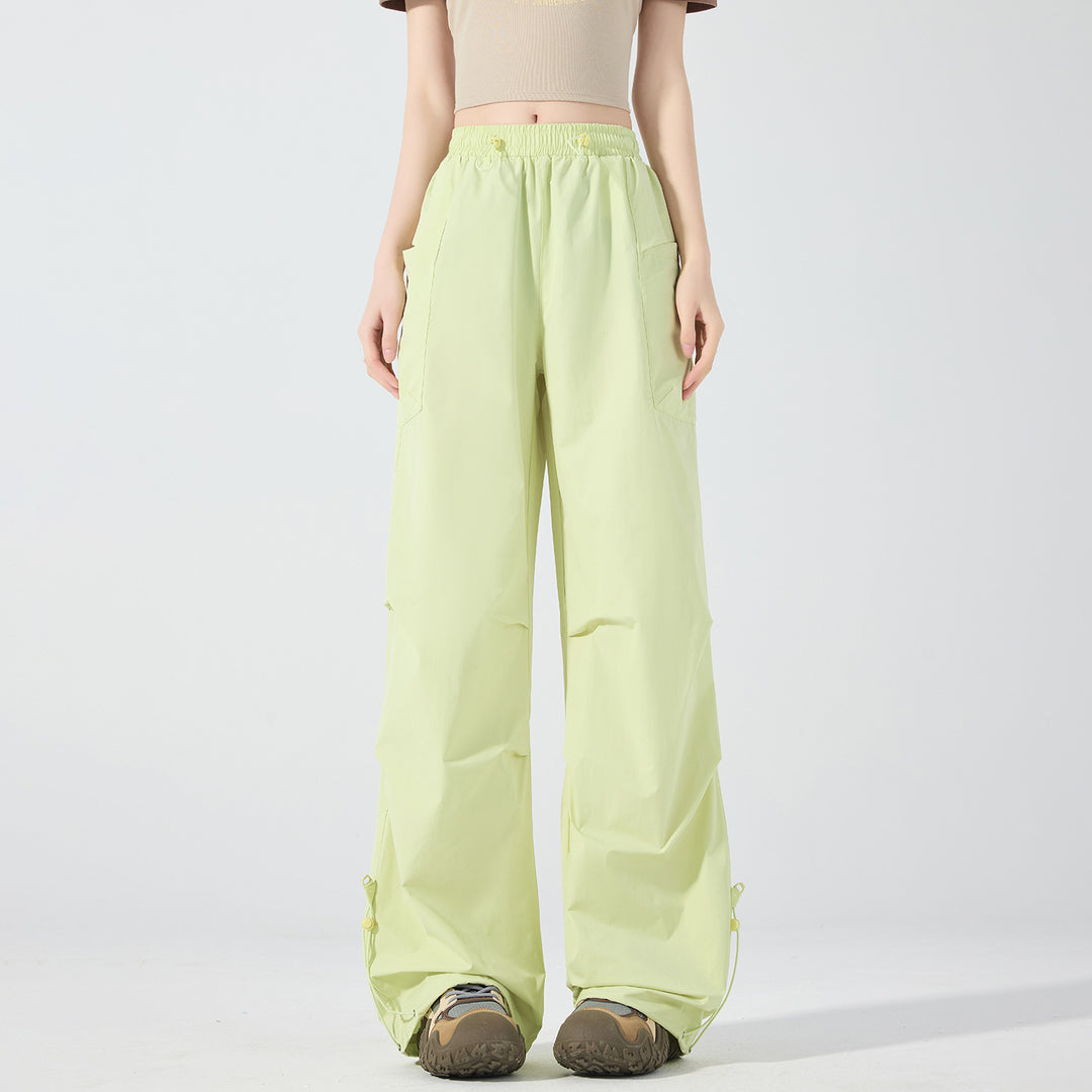 Damen Weite technische Cargo-Hose mit Kordelzugbund, verstellbarem Saum und Multifunktions-Taschen Shop Nory
