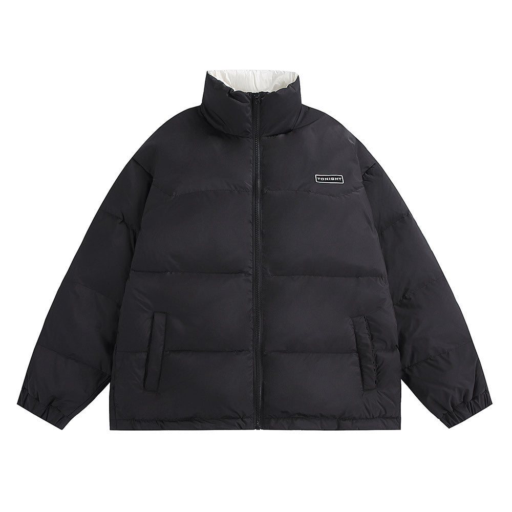 Unisex Boxy wattierte Oversize-Pufferjacke mit hohem Stehkragen und minimalem Branding Shop Nory
