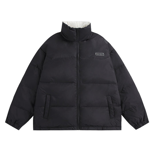 Unisex Boxy wattierte Oversize-Pufferjacke mit hohem Stehkragen und minimalem Branding Shop Nory