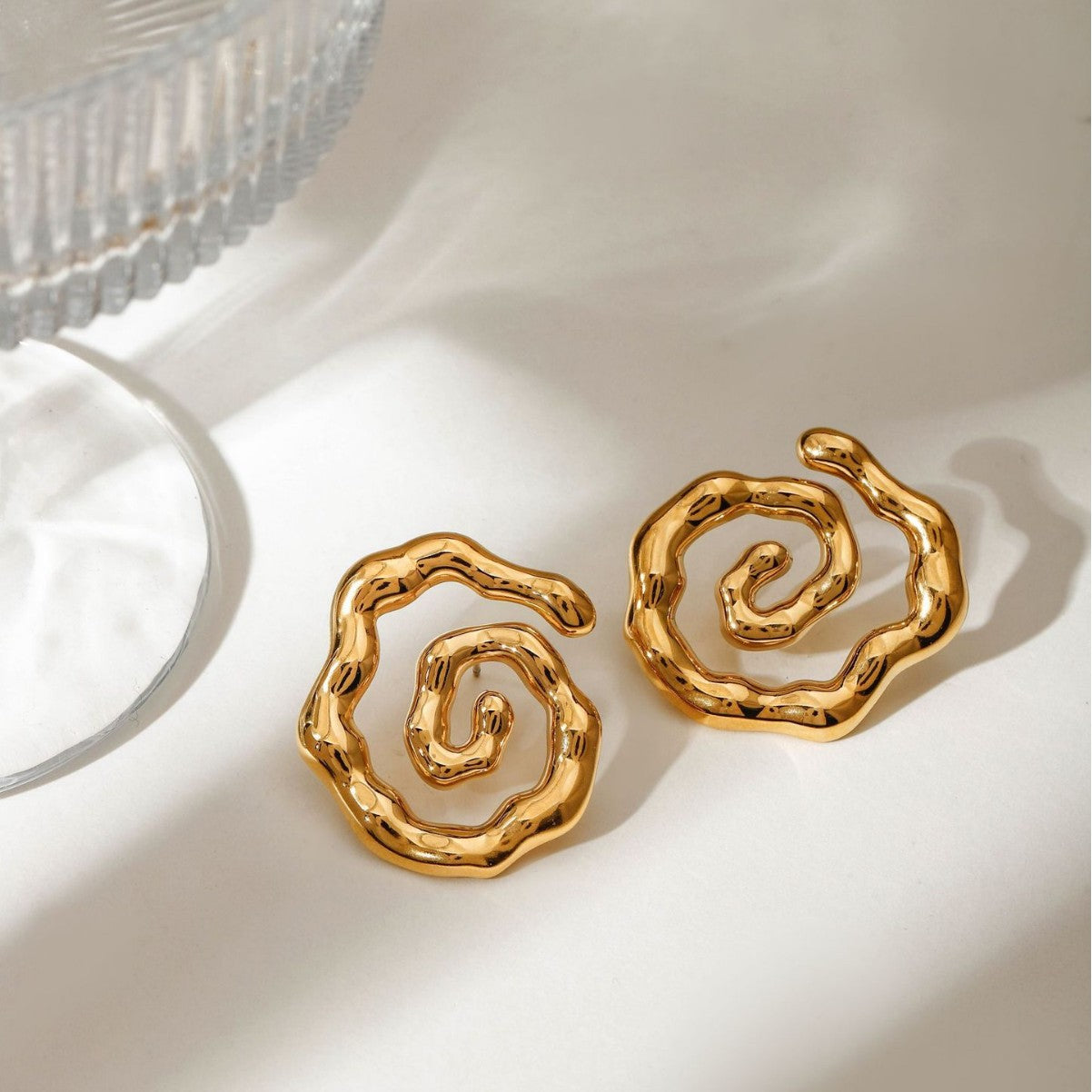Damen kreative Spiral-Ohrstecker aus Edelstahl Shop Nory