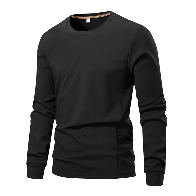 Herren Atmungsaktives Langarm-Technikshirt mit Rundhals und seitlicher Utility-Tasche Shop Nory