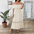 Damen Off-Shoulder Maxikleid mit Rüschendetails Shopnory