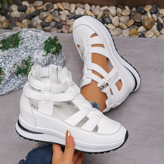 Damen Plateau-Slipper mit Klettverschluss und Cut-Out-Design Shop Nory