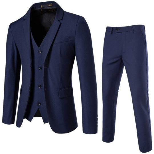 Herren Dreiteiliges tailliertes Anzugset mit Slim‑Sakko, Weste und schmaler Flachbundhose Shop Nory