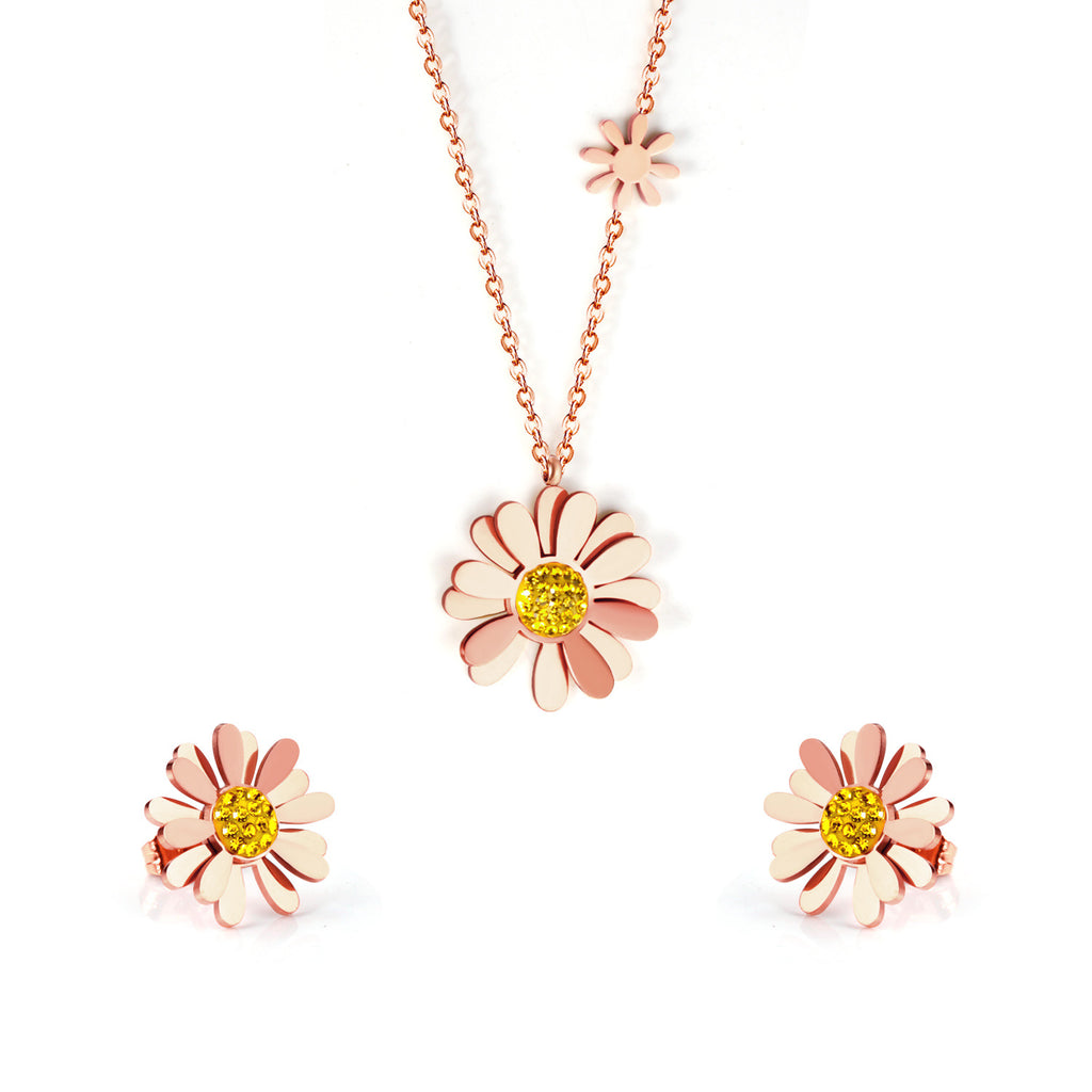 Damen Schmuckset mit floralem Design und funkelnden Zirkonia Shop Nory