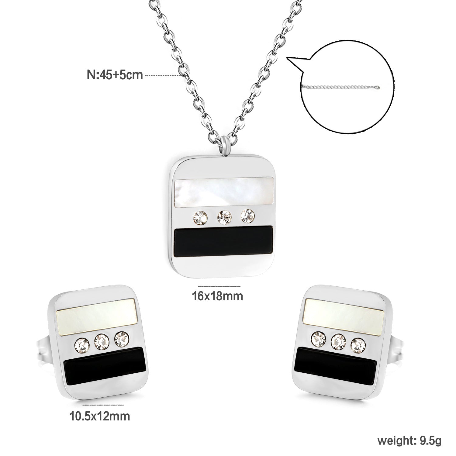 Damen Schmuckset mit Herz-Anhänger und passenden Ohrsteckern Shop Nory
