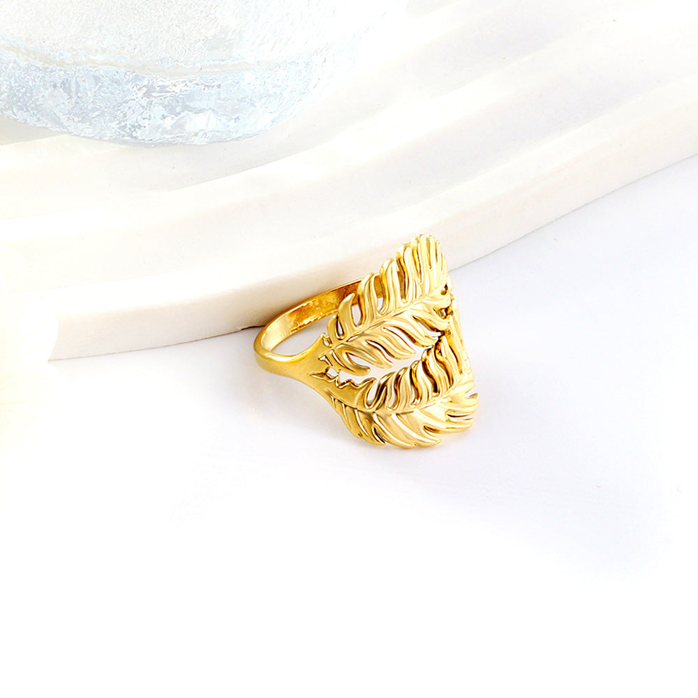 Damen Ring mit pflanzeninspiriertem Design und einstellbarer Größe Shop Nory