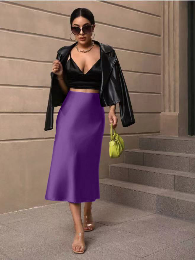 Damen Satin Rock mit schwingendem Saum und elegantem Schnitt