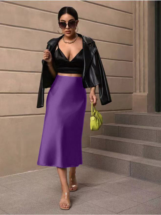 Damen Satin Rock mit schwingendem Saum und elegantem Schnitt
