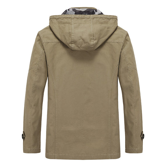Herren Kapuzen-Canvas-Fieldjacke mit camouflage-gefütterter Innenseite und Multifunktions-Taschen Shop Nory
