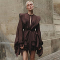 Damen Rüschenkleid mit exzentrischen Ärmeln