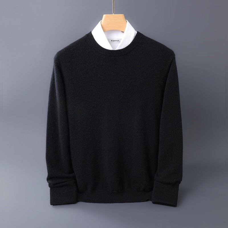 Herren Feiner Rundhals-Strickpullover in Kaschmir‑Optik mit gerippten Bündchen Shop Nory