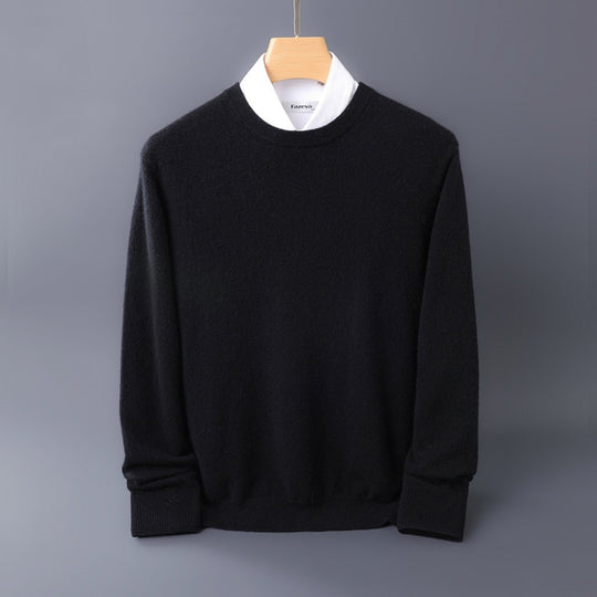 Herren Feiner Rundhals-Strickpullover in Kaschmir‑Optik mit gerippten Bündchen Shop Nory