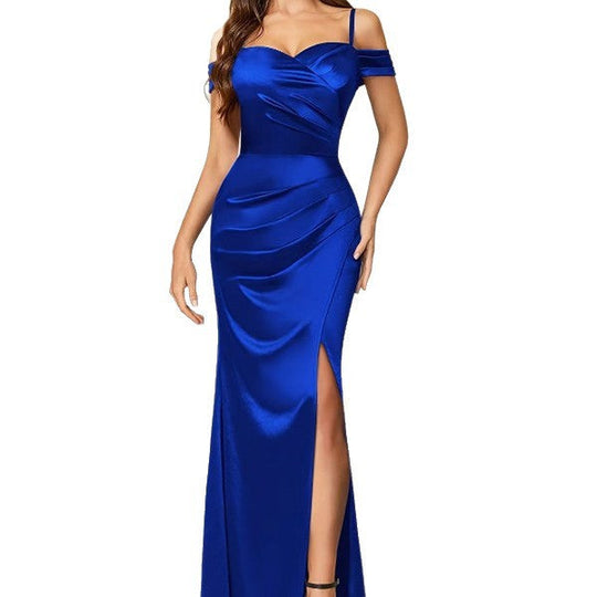 Damen Elegantes Maxikleid mit asymmetrischem Schnitt und Seitenschlitz