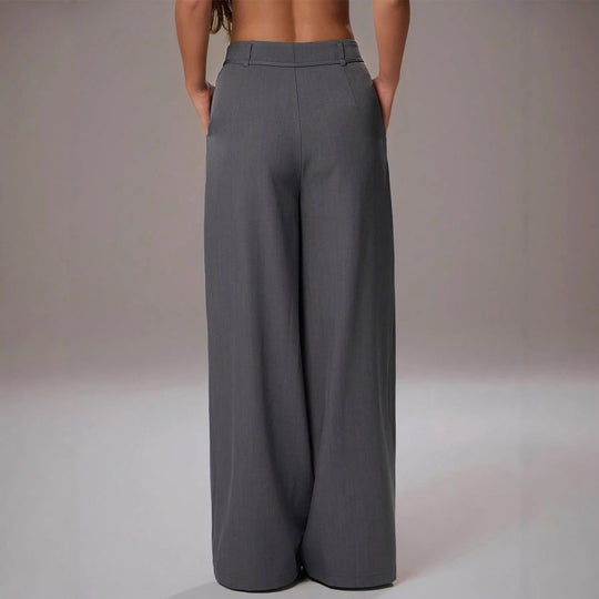 Damen Hochtaillierte Palazzo-Hose mit Bundfalten, Tunnelzug und weitem Bein Shop Nory