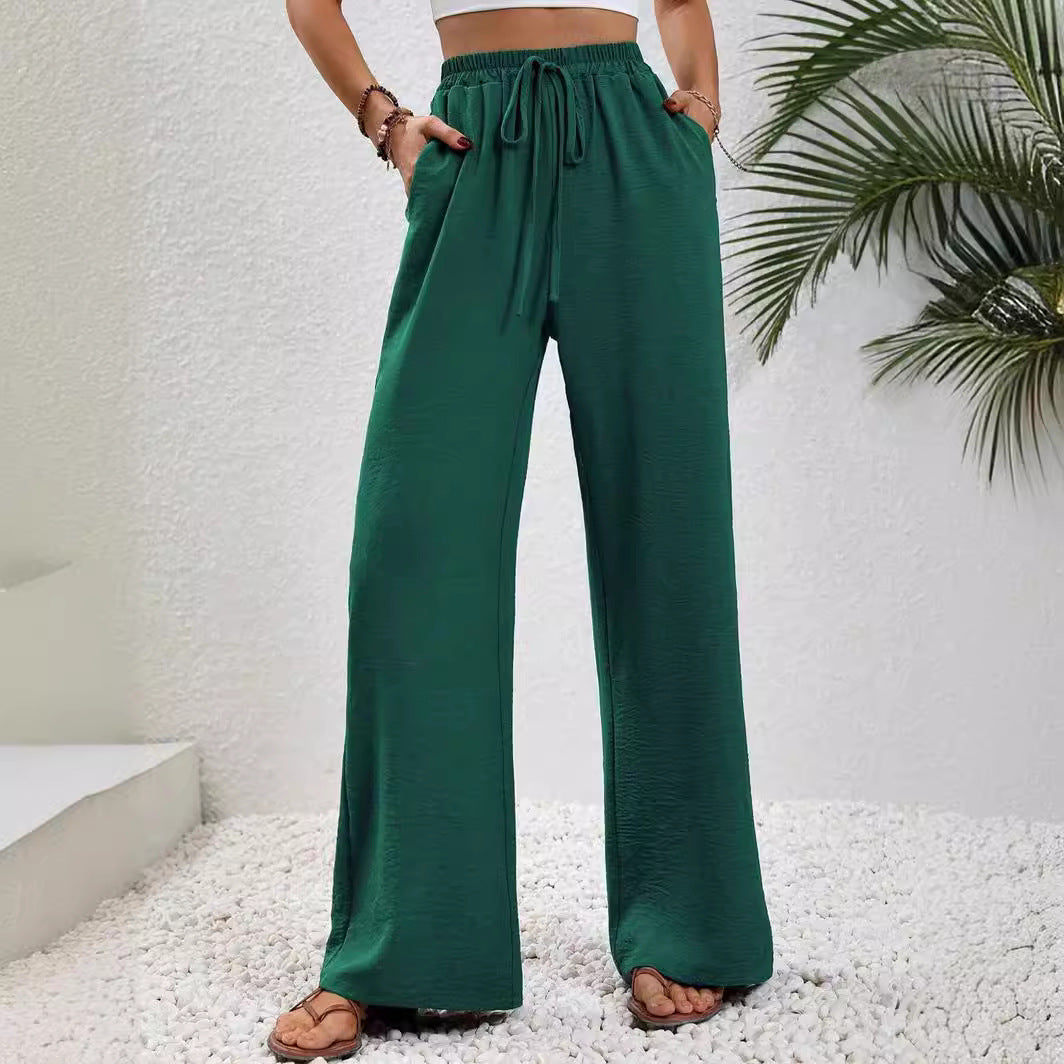 Damen weite Sommerhose mit elastischem Bund und lässigem Schnitt