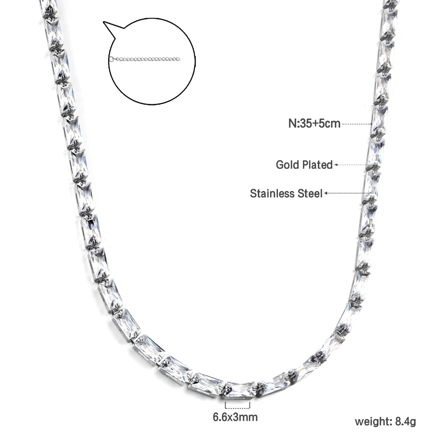 Damen elegante Halskette aus beschichtetem Edelstahl mit leuchtenden blauen Kristallen Shop Nory