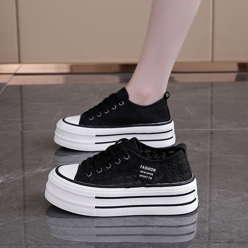 Damen Sneakers mit hohem Plateau und atmungsaktiver Oberseite